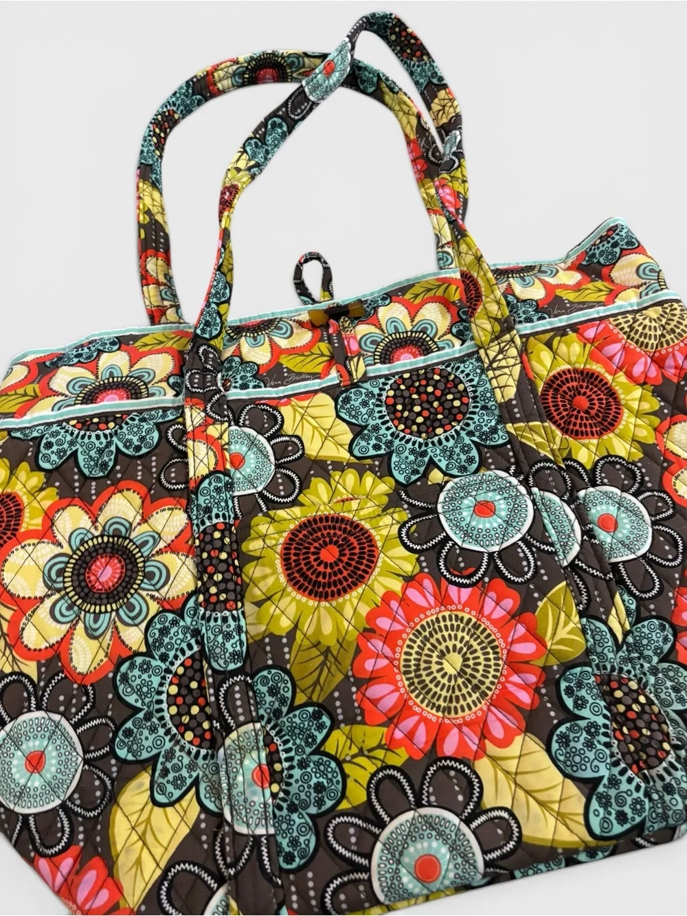 Retired Vera Bradley Flower Shower Floral Quilted Tote Bag